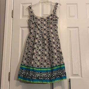 Nine West Black, White, Blue and Green Dress
